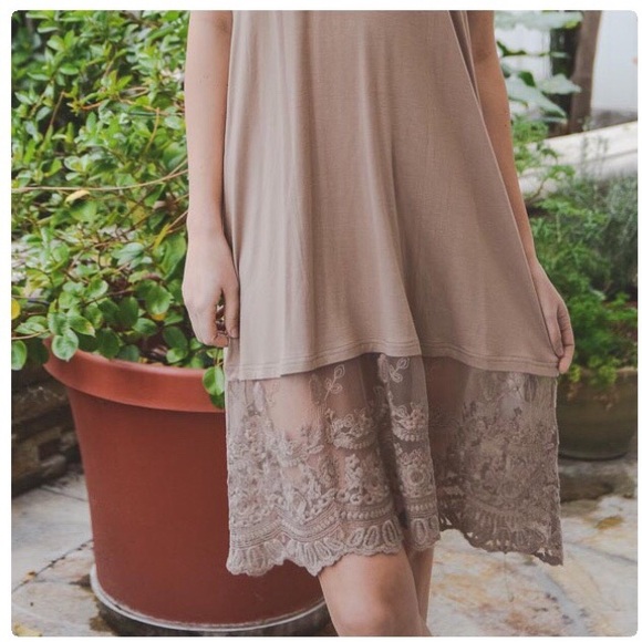 Layering Mocha Lace Slip Dress - Picture 2 of 8